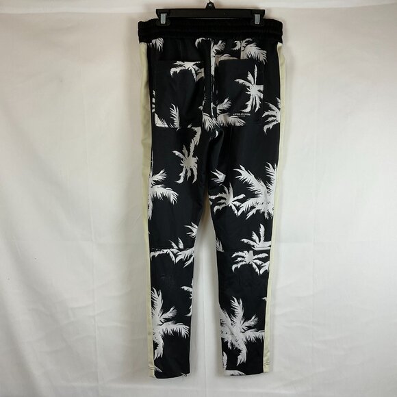 Lifted Anchors Track Pants Men's L Black White Cream Palm Tree Print Elastic Tie - Picture 7 of 14